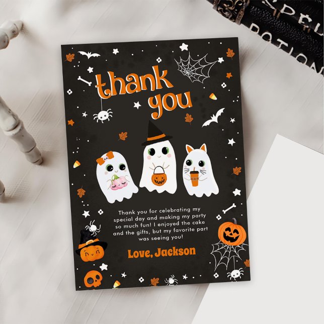 Tarjeta De Agradecimiento Halloween Cute Ghost Birday Spooktacular (Subido por el creador)