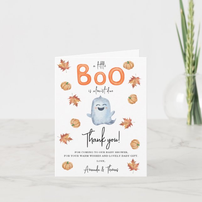 Tarjeta De Agradecimiento Halloween Cute Ghost gracias a la ducha de bebé (Anverso)