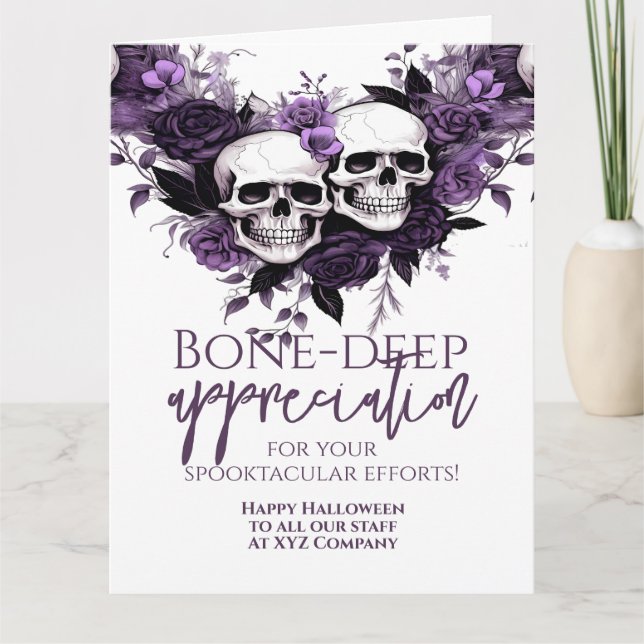 Tarjeta De Agradecimiento Halloween de profunda apreciación ósea (Anverso)