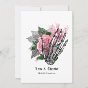 Tarjeta De Agradecimiento Halloween floral rosa gótico