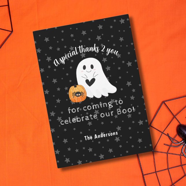 Tarjeta De Agradecimiento Halloween Ghost Little Boo Second Birday (Subido por el creador)