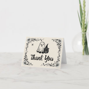 Tarjeta De Agradecimiento Halloween Gothic Vintage Baby Shower