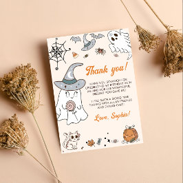 Tarjeta De Agradecimiento Halloween Groovy Cute Ghost Birday Party