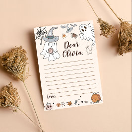 Tarjeta De Agradecimiento Halloween Groovy Cute Ghost Time Capsule Note Mess