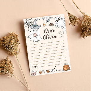 Tarjeta De Agradecimiento Halloween Groovy Cute Ghost Time Capsule Note Mess