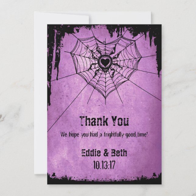 Tarjeta De Agradecimiento Halloween le agradece cardar con la araña (Anverso)