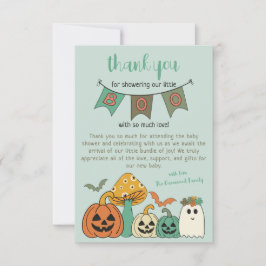 Tarjeta De Agradecimiento Halloween Little Boo Baby Shower de Retro 70