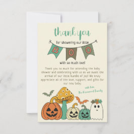 Tarjeta De Agradecimiento Halloween Little Boo Baby Shower de Retro 70