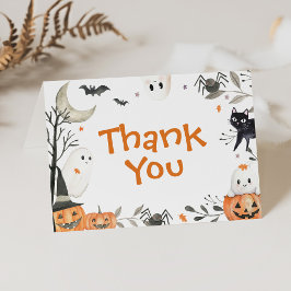 Tarjeta De Agradecimiento Halloween Little Boo Pumpkin Cuke Baby Shower