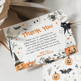 Tarjeta De Agradecimiento Halloween Little Boo Pumpkin Cuke Baby Shower