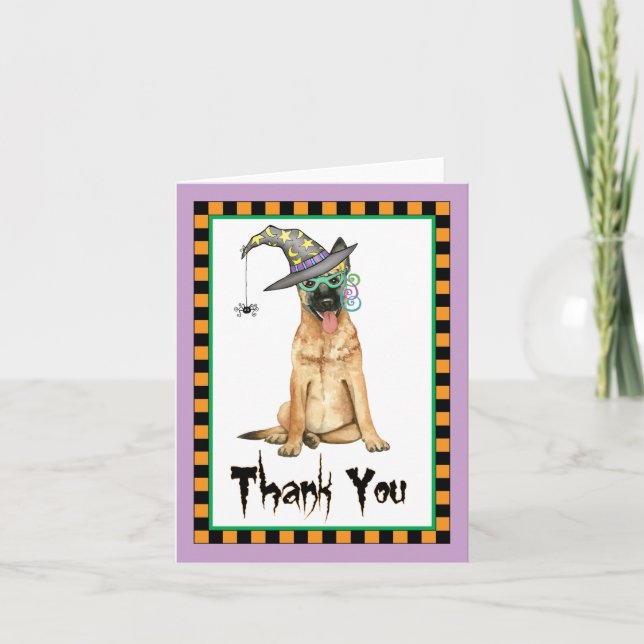 Tarjeta De Agradecimiento Halloween Malinois Belga Gracias (Anverso)