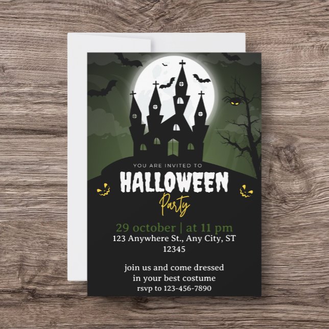 Tarjeta De Agradecimiento Halloween Party Green And Black Illustrative  (Subido por el creador)
