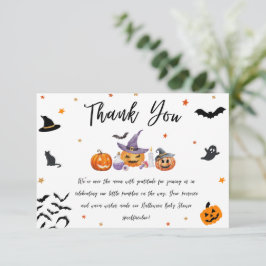 Tarjeta De Agradecimiento Halloween Pumpkin Baby Shower