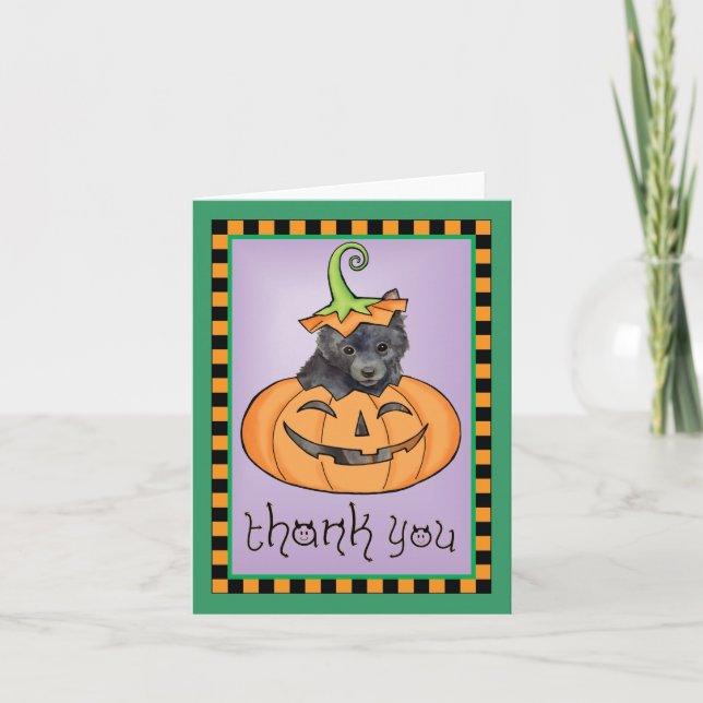 Tarjeta De Agradecimiento Halloween Schipperke Gracias (Anverso)