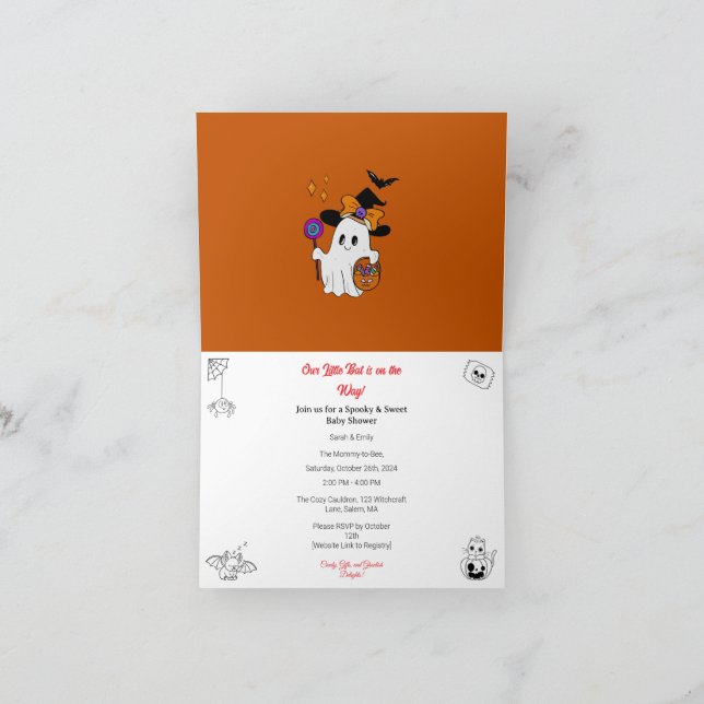 Tarjeta De Agradecimiento Halloween Themed Baby Shower Invite (Interior)