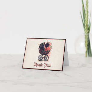 Tarjeta De Agradecimiento Halloween Vintage Stroller Baby Shower