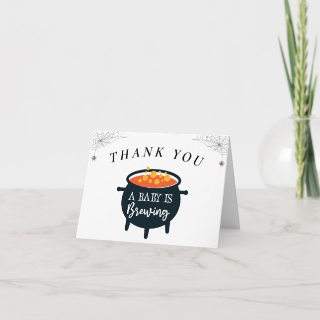 Tarjeta De Agradecimiento Halloween Witch Baby Shower Gracias (Anverso)
