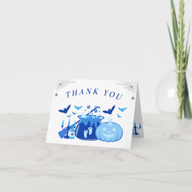 Tarjeta De Agradecimiento Halloween Witch Pink Baby Shower Gracias (Anverso)