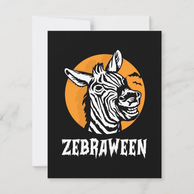 Tarjeta De Agradecimiento Halloween Zebra (Anverso)
