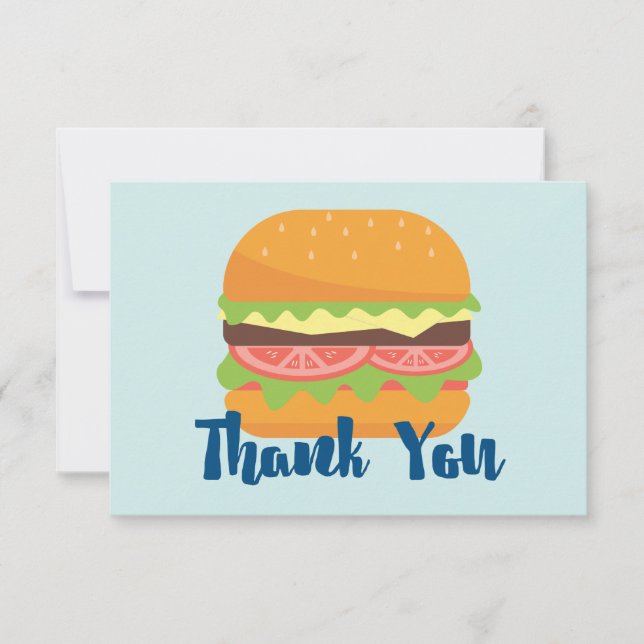Tarjeta De Agradecimiento Hamburger Ilustracion Gracias (Anverso)