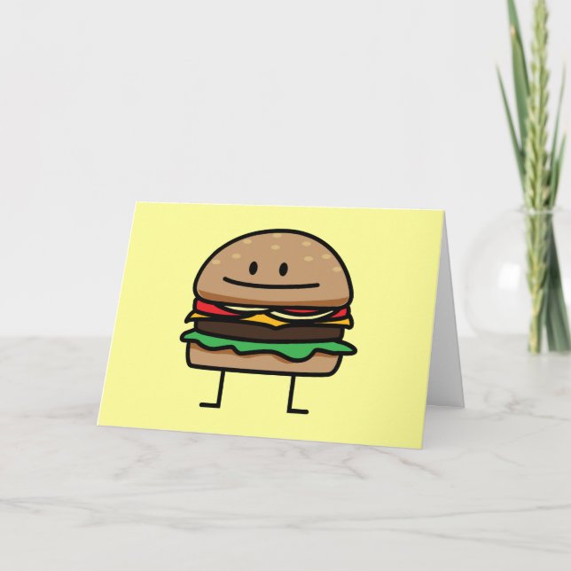 Tarjeta De Agradecimiento Hamburguesa feliz (Anverso)