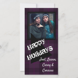 Tarjeta De Agradecimiento HAMbyWG - Felices vacaciones Purple Plaid