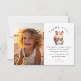 Tarjeta De Agradecimiento Hámster, Cupcake Rosa Cumpleaños infantil foto