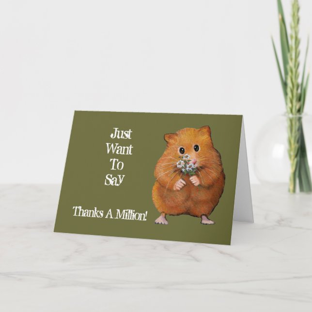 Tarjeta De Agradecimiento Hamster, Daisies: Gracias Un Millón: Obra de arte (Anverso)