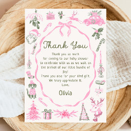 Tarjeta De Agradecimiento Hand Drawn Christmas Baby Shower Thank You Card