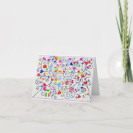 Tarjeta De Agradecimiento Hand Drawn Colorful Floral Swirl Pattern