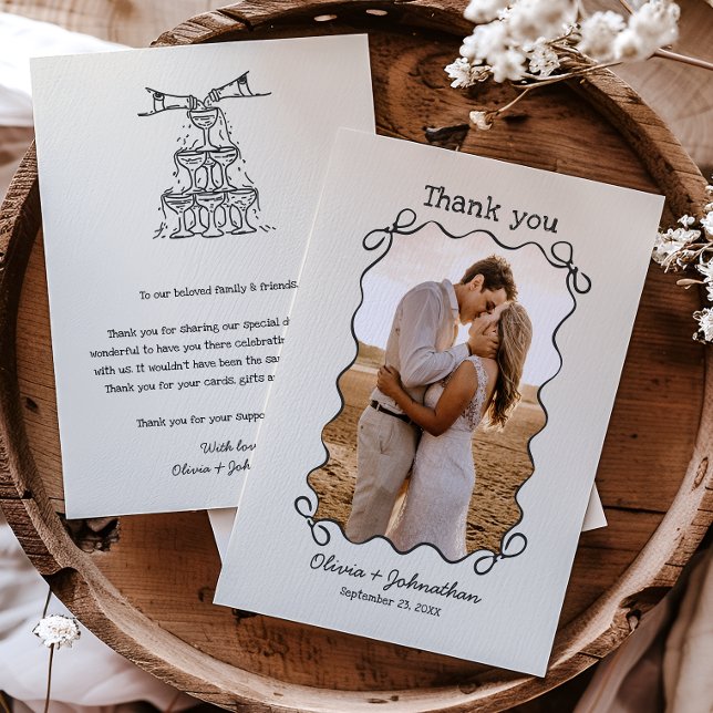 Tarjeta De Agradecimiento Hand Drawn Doodles Wedding (Subido por el creador)