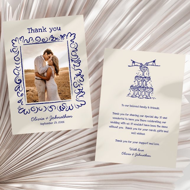 Tarjeta De Agradecimiento Hand Drawn Doodles Wedding (Subido por el creador)