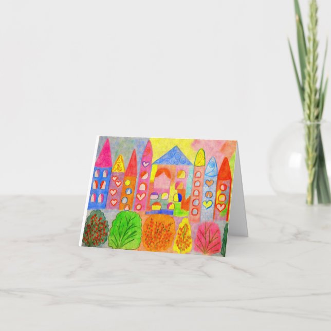 Tarjeta De Agradecimiento Hand-Drawn Fairytale Castle Village Thank You Card (Anverso)