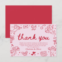 Hand Drawn Valentine Sweetheart Thank you card