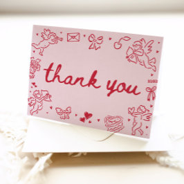 Tarjeta De Agradecimiento Hand Drawn Valentine Sweetheart Thank you card