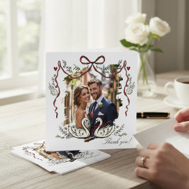 Tarjeta De Agradecimiento Hand Drawn  Whimsical Swans Photo Card Thank You