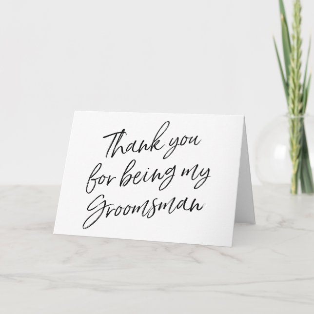 Tarjeta De Agradecimiento Hand Lettered "Gracias por ser mi groomsman" (Anverso)