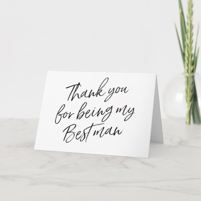 Tarjeta De Agradecimiento Hand Lettered "Gracias por ser mi mejor hombre" (Anverso)