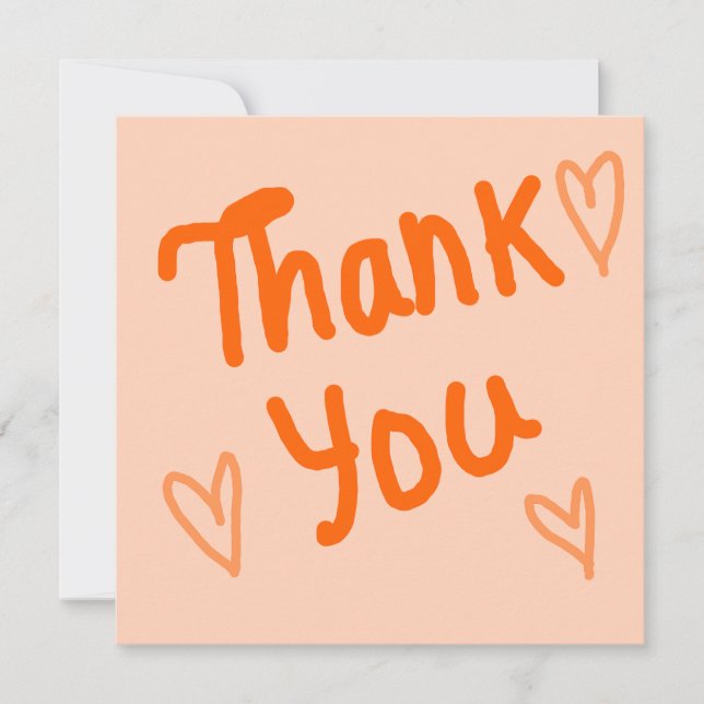 Tarjeta De Agradecimiento Hand-Lettered Orange Thank You Card (Anverso)