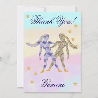 Tarjeta De Agradecimiento Hand-Painted Gemini Birthday Thank You