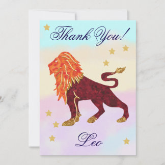Tarjeta De Agradecimiento Hand-Painted Leo Birthday Thank You