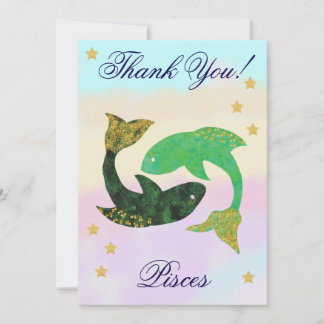 Tarjeta De Agradecimiento Hand-Painted Pisces Birthday Thank You
