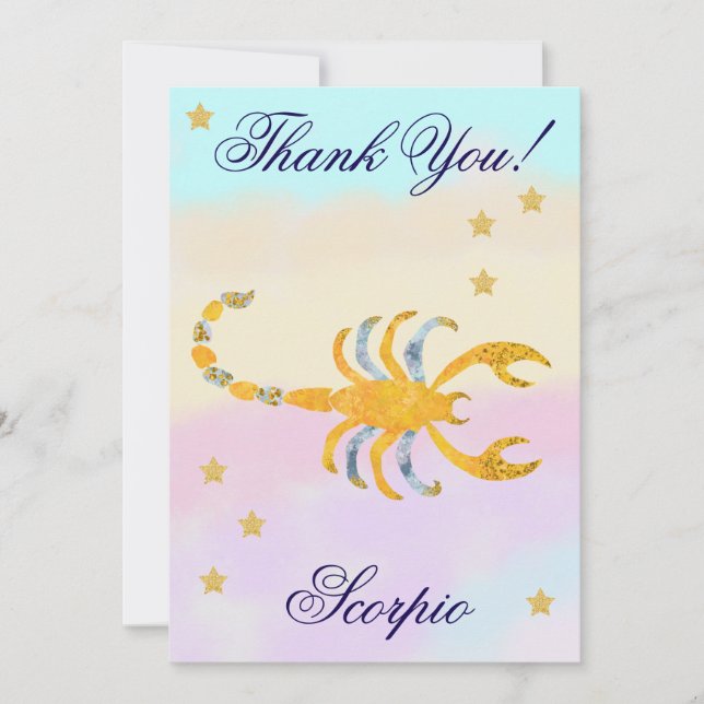 Tarjeta De Agradecimiento Hand-Painted Scorpio Birthday Thank You (Anverso)