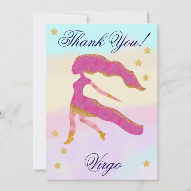 Tarjeta De Agradecimiento Hand-Painted Virgo Birthday Thank You (Anverso)