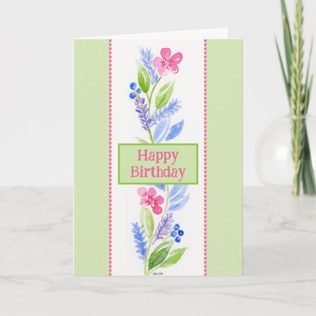 Tarjeta De Agradecimiento Hand Painted Watercolor Floral BIRTHDAY (Anverso)