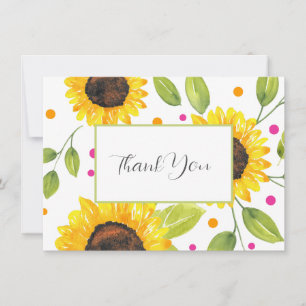 Tarjeta De Agradecimiento Hand Pintado Watercolor Sunflower Bouquet