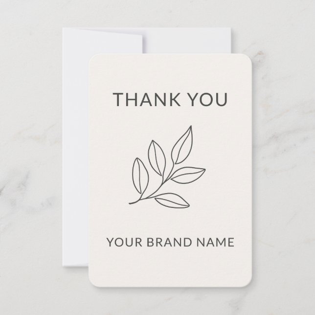 Tarjeta De Agradecimiento Handcrafted Artisan Minimalist Botanical Label (Anverso)