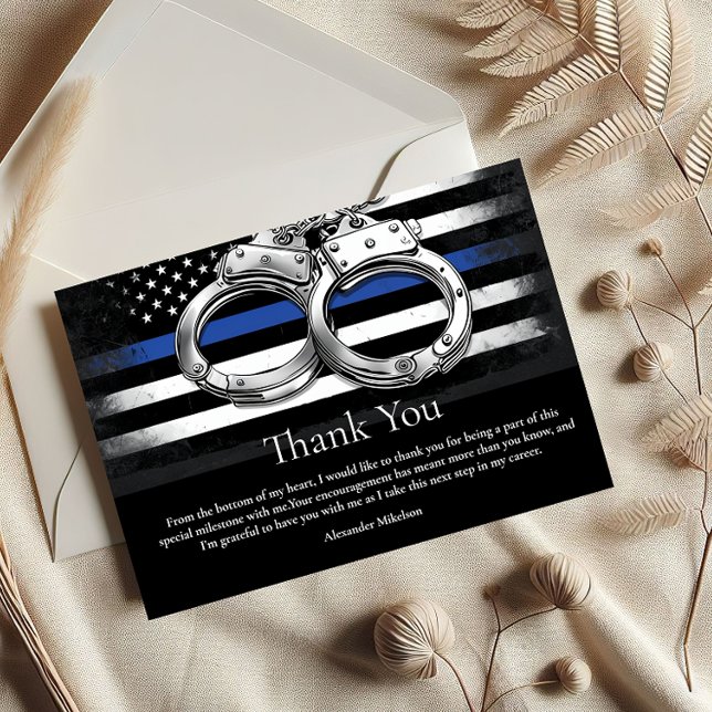 Tarjeta De Agradecimiento Handcuffs American Flag Police Graduation (Subido por el creador)