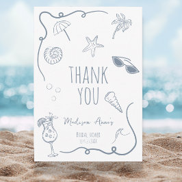 Tarjeta De Agradecimiento HandDrawn Beach Doodle Thank You Bridal Shower