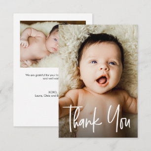 Tarjeta De Agradecimiento Handlettering personalizado 2 fotos Baby Shower pe